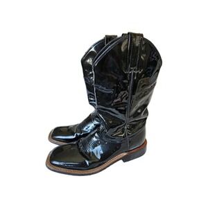 Lagrange Patent Leather Square Toe Shiny Cowboy Cowgirl Western Boots Unique 7.5